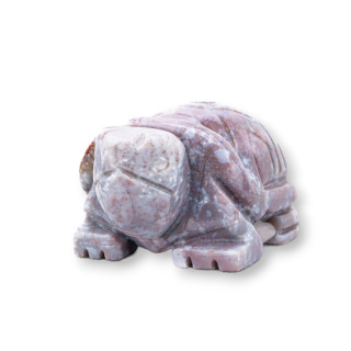 Halbedelstein-Statue, Ornament, 5,1 cm, indische Achat-Schildkröte