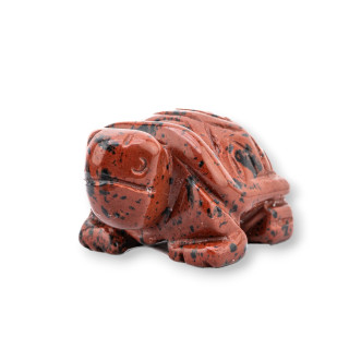 Statue de pierres précieuses ornement 2 pouces 5 cm tortue jaspe rouge
