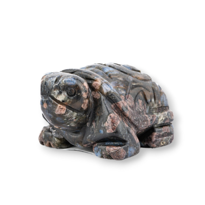 Ornament-Statue aus Halbedelsteinen, 5,1 cm, dunkle Rhodonit-Schildkröte