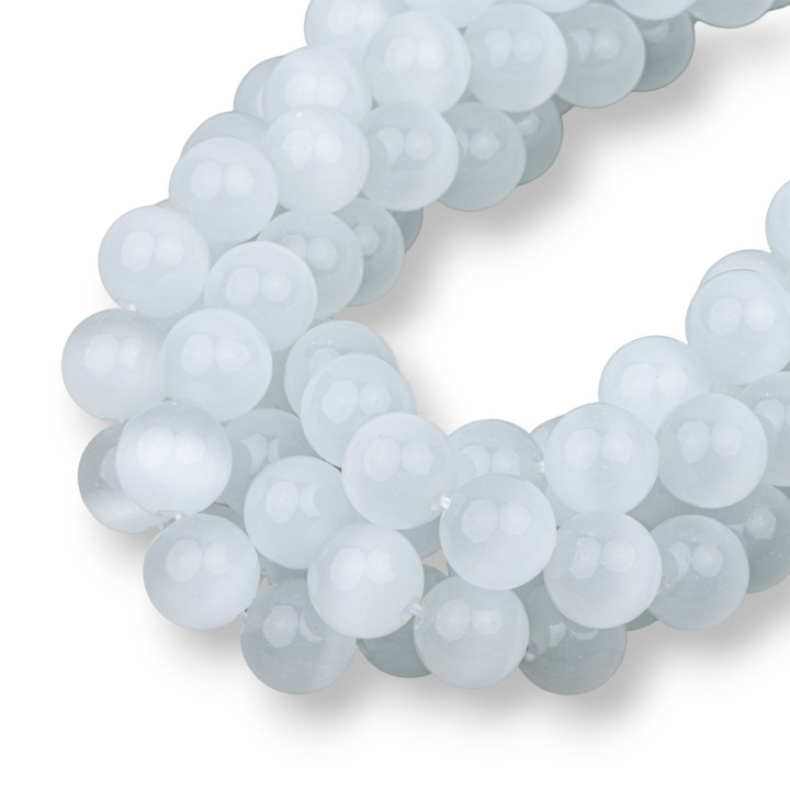 Oeil de Chat Blanc Rond Lisse 12mm