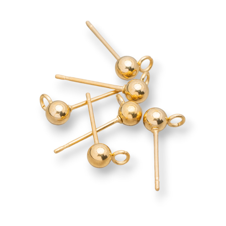 Base de Boucle d'Oreille Acier 316L Poteau Boule avec Anneau Plaqué Or 5mm 35 Paires