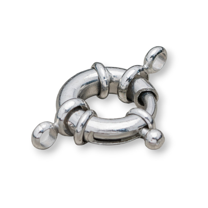 Nickelfree Round Brass Clasp 15mm 45pcs Rhodium Plated