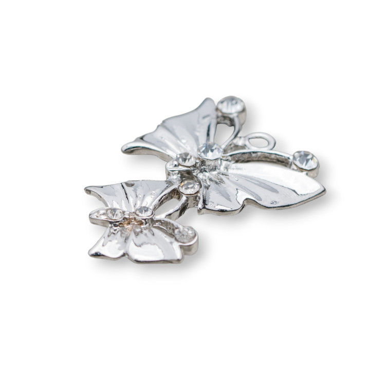 Intercalaire Laiton Strass Papillon 24x35mm 22pcs Blanc