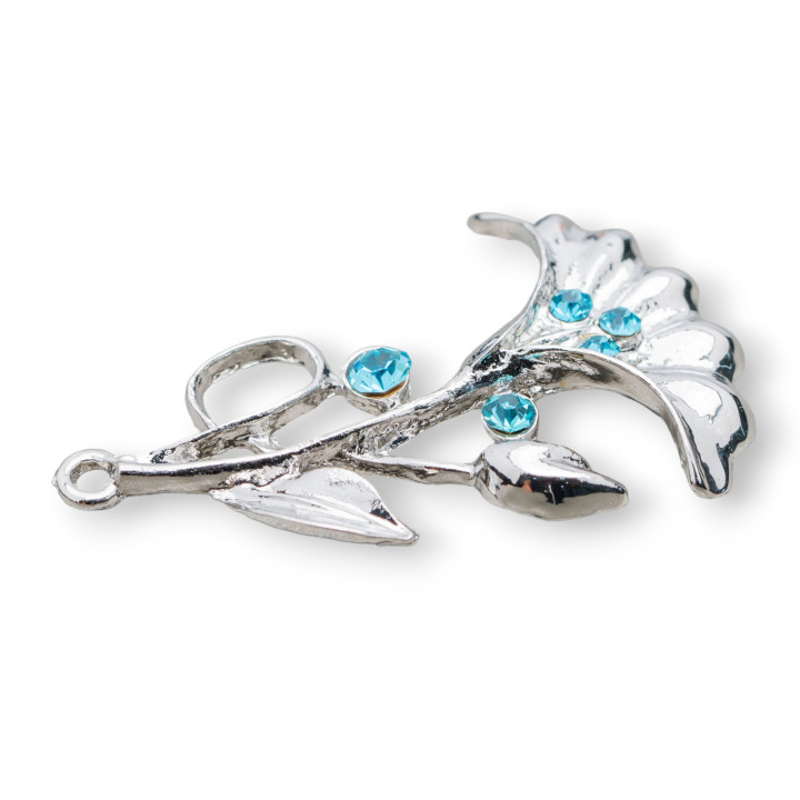 Αποστάτης ορείχαλκου Με Λουλούδι Rhinestone 25x40mm 25τμχ γαλάζιο