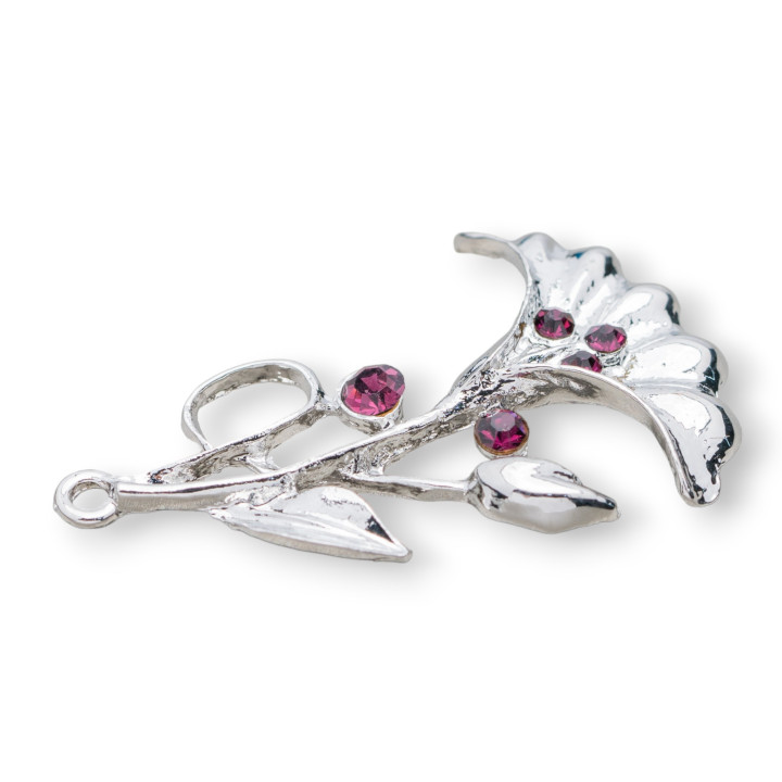 Separador Latón Con Flor Strass 25x40mm 25uds Morado