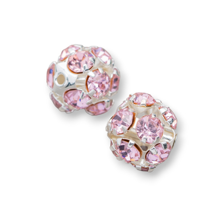 Abstandshalter aus Messing, Strass, 10 mm, 40 Stück, silberfarben, rosa