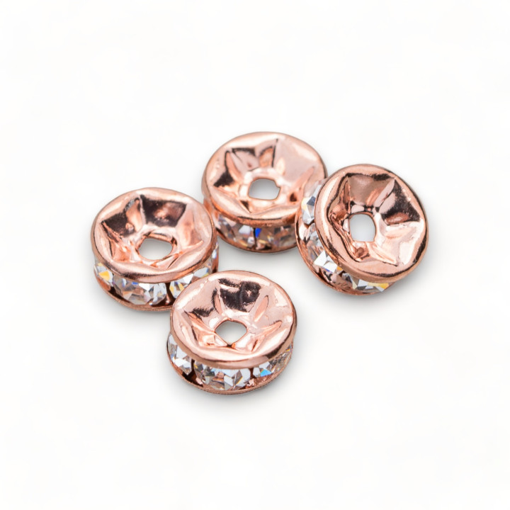 Brass Rhinestone Washer Spacer Quality Czech Republic 05mm Rose Gold 100pcs