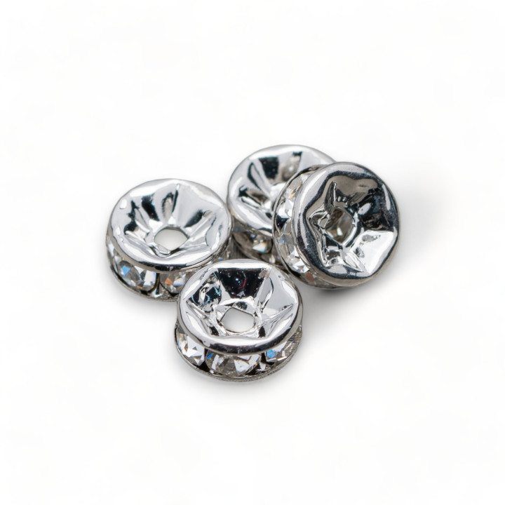 Brass Rhinestone Washer Spacer Quality Czech Republic 05mm Rhodium Plated 100pcs