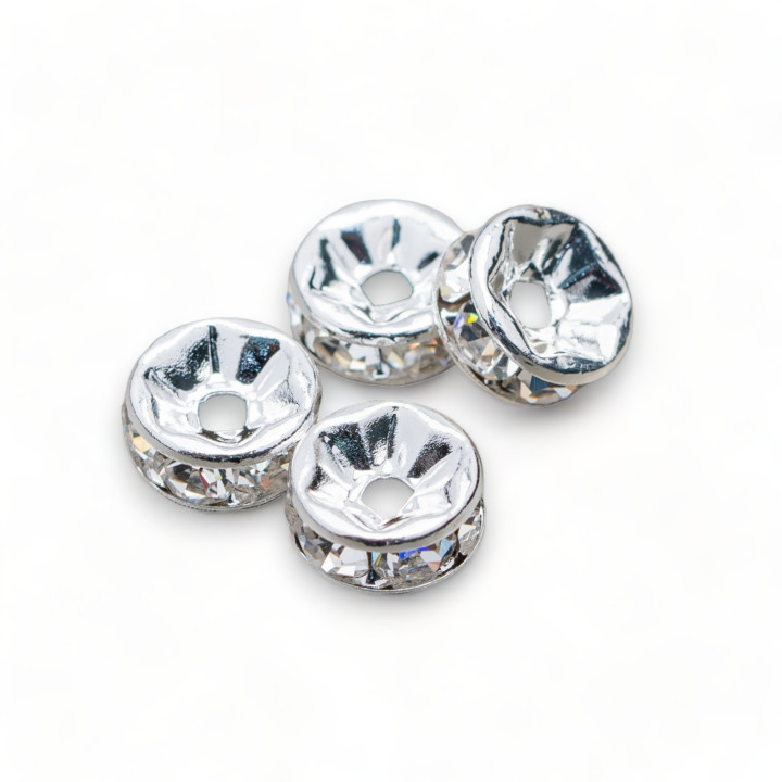 Ορειχάλκινο Rhinestone Washer Spacer Ποιότητα Τσεχίας 07mm Ασημί 100τμχ