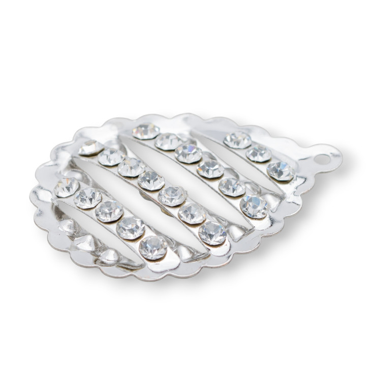 Malla Latón Con Gota Strass 30x40mm 16pz Rodio