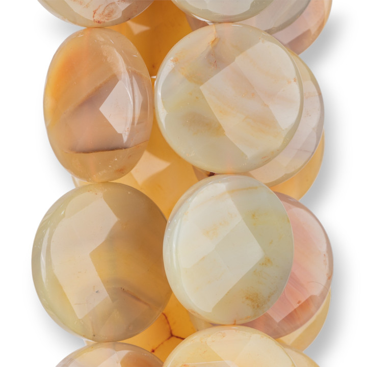 Peach Agate Round Flat Faceted 45mm