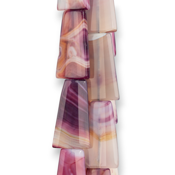 Lila Achat gestreiftes Trapez, flach facettiert, 20 x 45 mm, klar