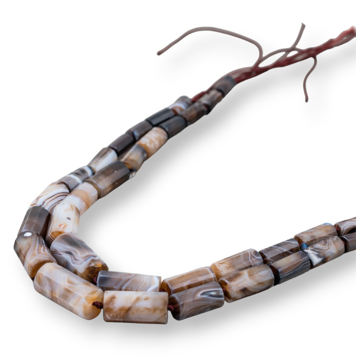 Agata Marrone Striata Cilindro Sfaccettato a Gradazione 8x16mm-16x32mm Grezzo