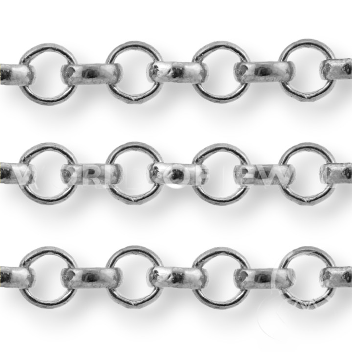 Rolo Brass Chain 5.0mm 10Meters - Rhodium Plated