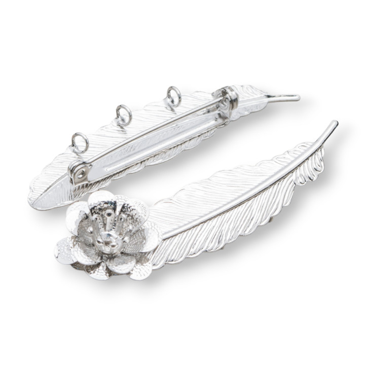 Βάση καρφίτσας από ορείχαλκο επι ρόδιο με 3 πίσω δαχτυλίδια 58x18mm 10τμχ