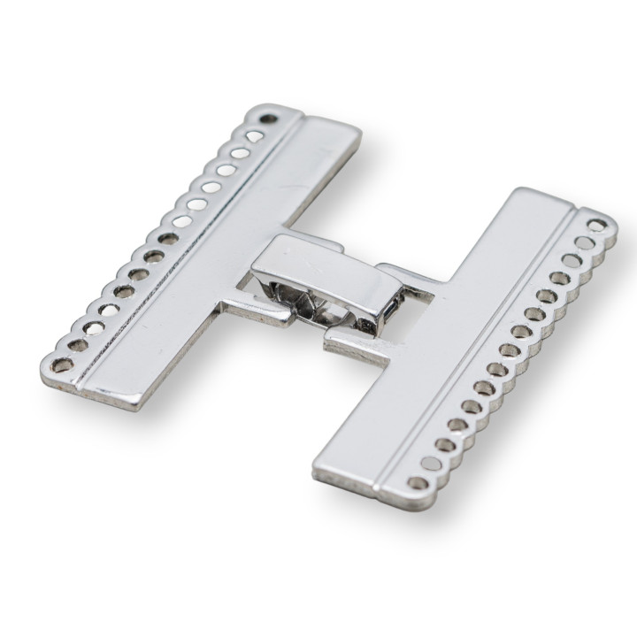 Flat Brass Clasp with 15 Wires 6pcs Rhodium Plated