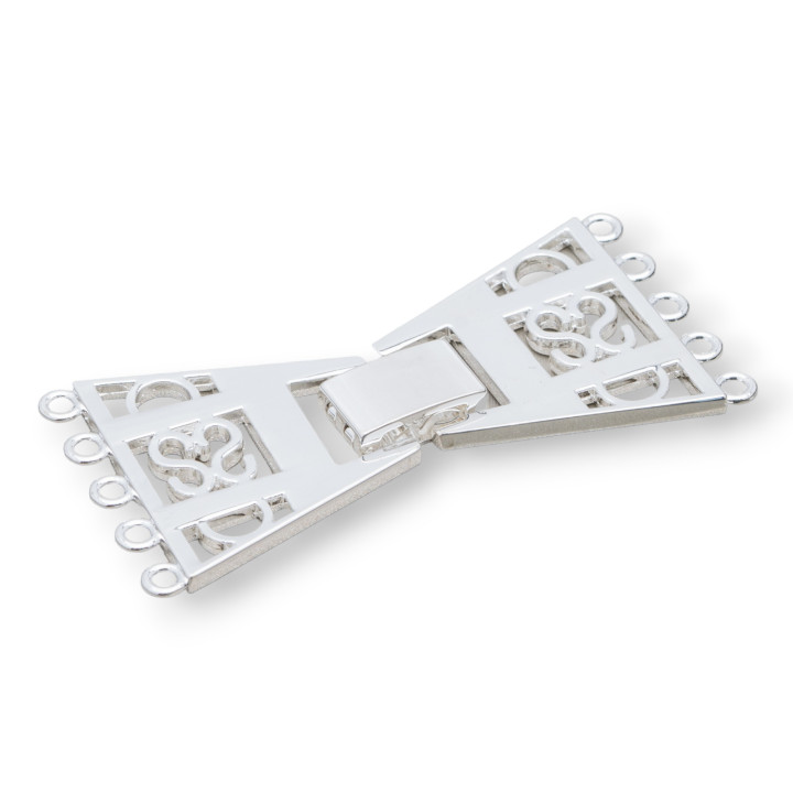 Cierre De Laton Trapecio 5 Hilos 60x30mm 2pcs Plata