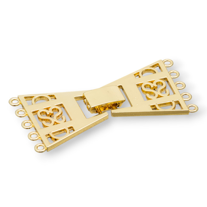 Fermoir Trapèze 5 Fils Laiton 60x30mm 2pcs Doré