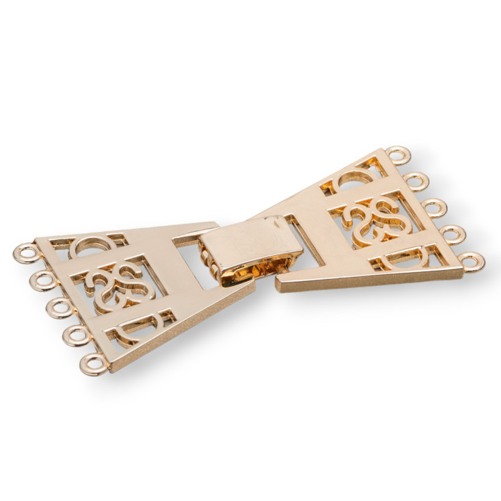 Cierre Trapecio Latón 5 Hilos 60x30mm 2uds Luz Dorada