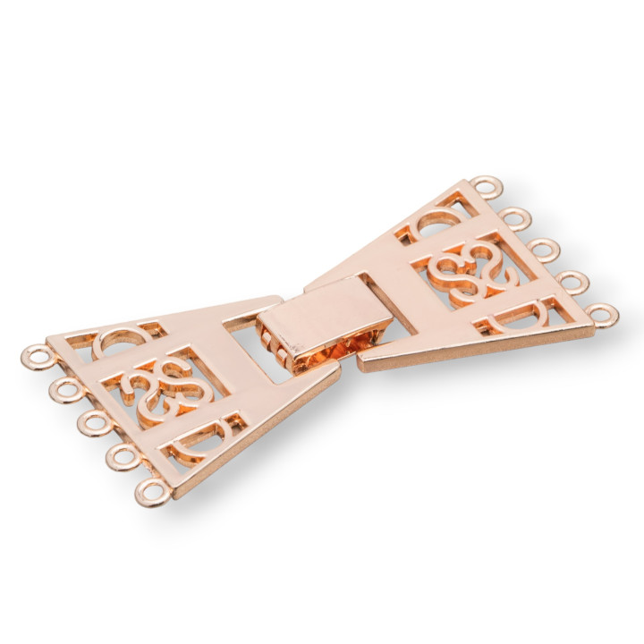 Cierre De 5 Hilos De Latón Trapecio 60x30mm 2 Piezas Oro Rosa Claro