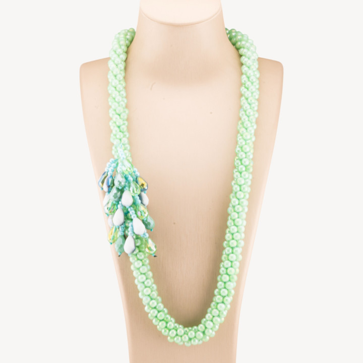 Collana Di Cristalli A Grappoli 70cm MOD5 Verde Chiaro