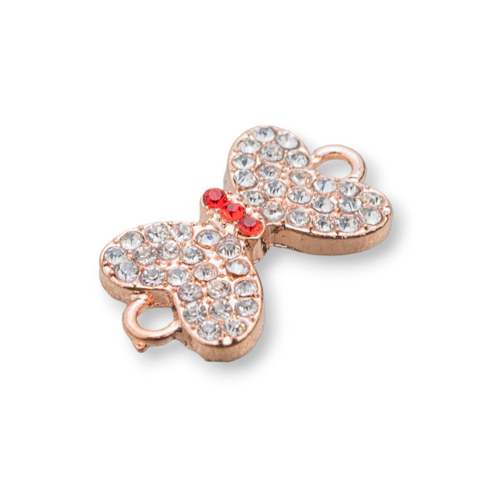 Componente Connettore Di Ottone Con Strass 13x25 20pz Oro Rosa MOD5
