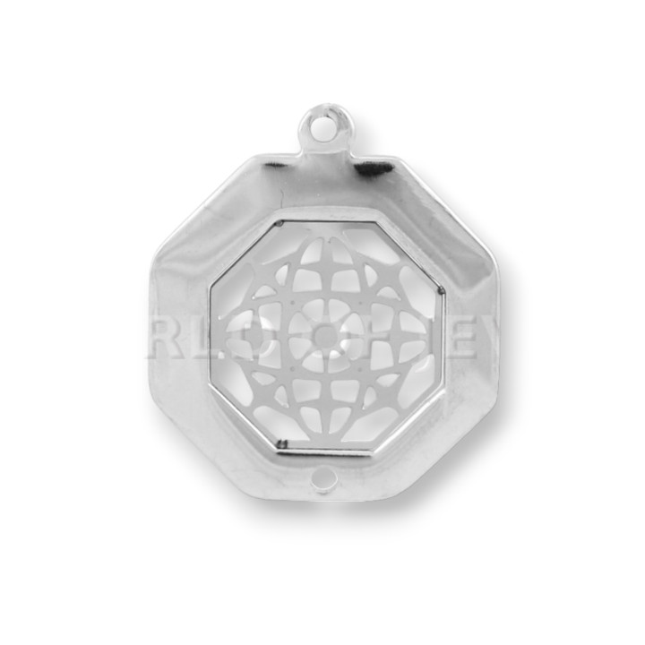 Componente de acero hexagonal 18 mm 36 piezas rodio