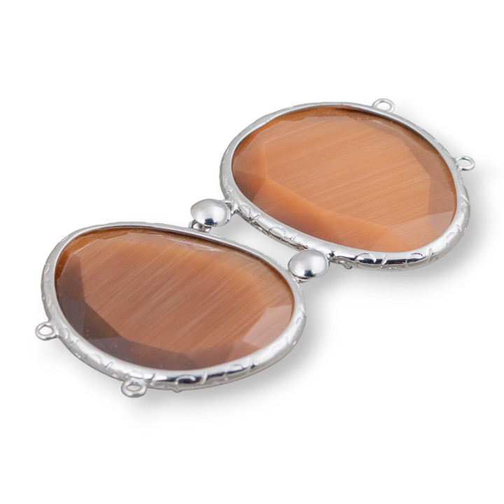 Central Brass Component With Cat's Eye With Rings 40x65mm MOD2