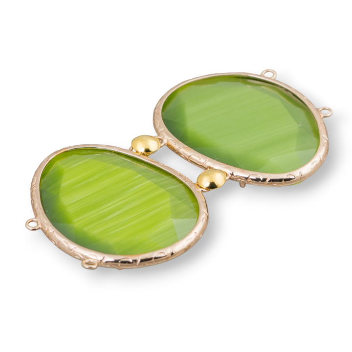 Componente Central Latón Con Ojo De Gato Con Anillos 40x65mm MOD3