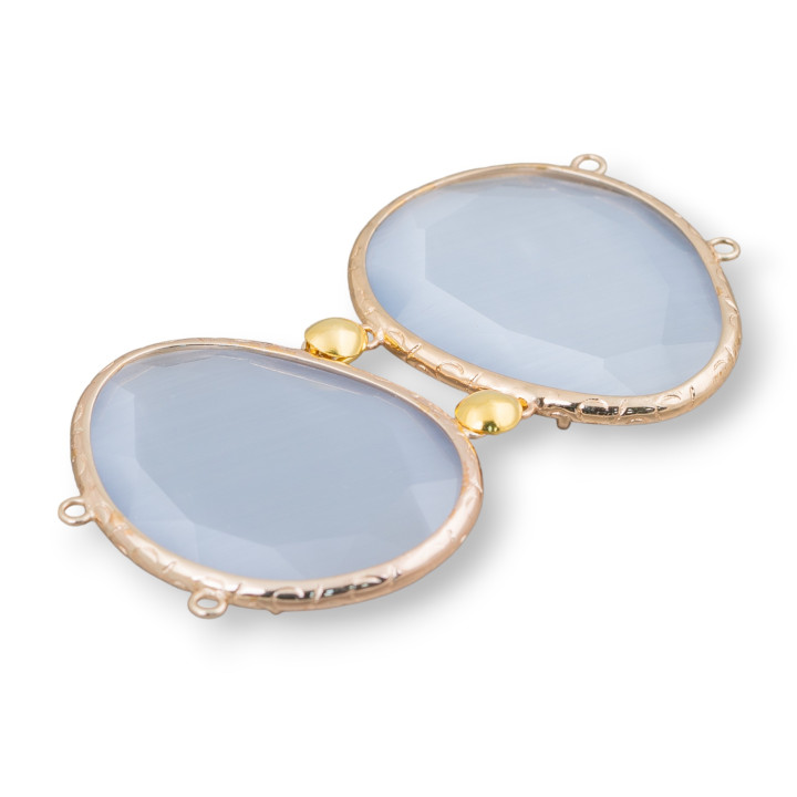 Central Brass Component With Cat's Eye With Rings 40x65mm MOD4