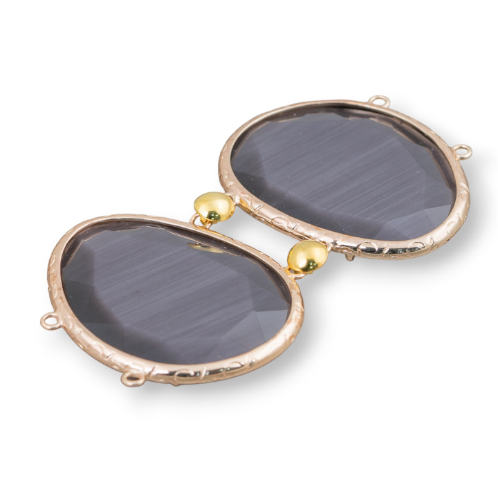 Zentrale Messingkomponente mit Katzenauge mit Ringen 40x65mm MOD5