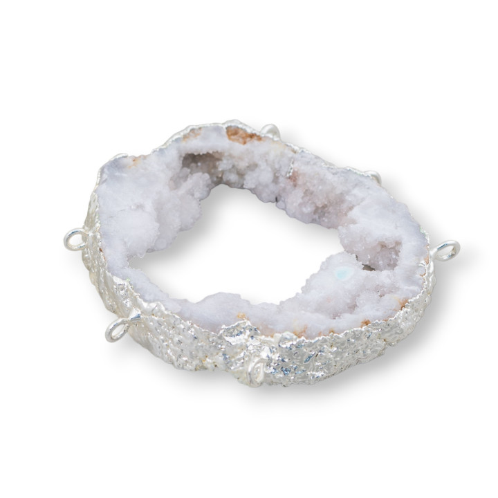 Componente De Ágata Bruta Perforada 7-8cm 1pc Blanco