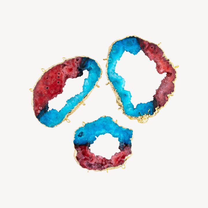 Perforated Raw Agate Component 7-8cm 1pc Bicolor 3