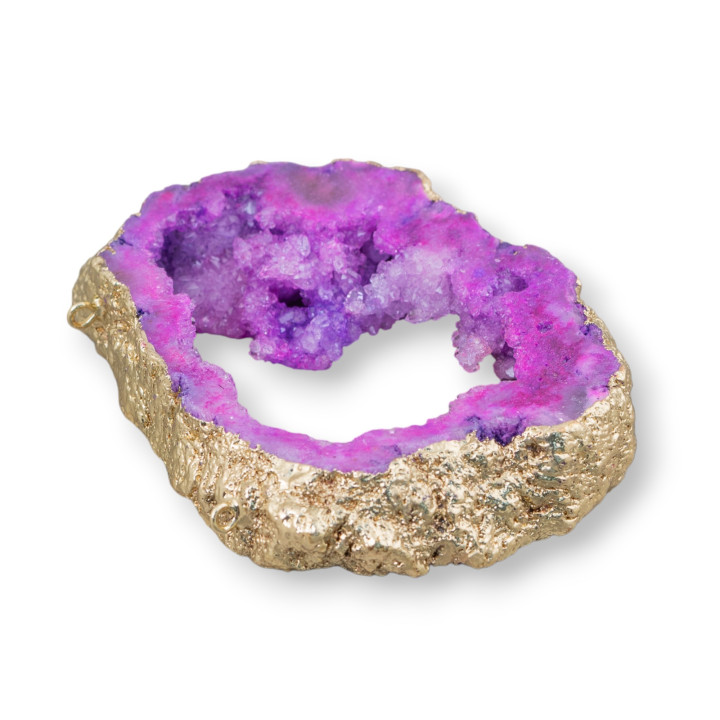 Perforated Raw Agate Component 7-8cm 1pc Fuchsia