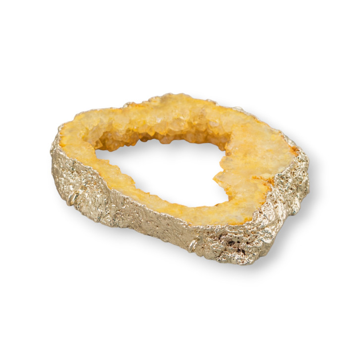 Perforated Raw Agate Component 7-8cm 1pc Yellow