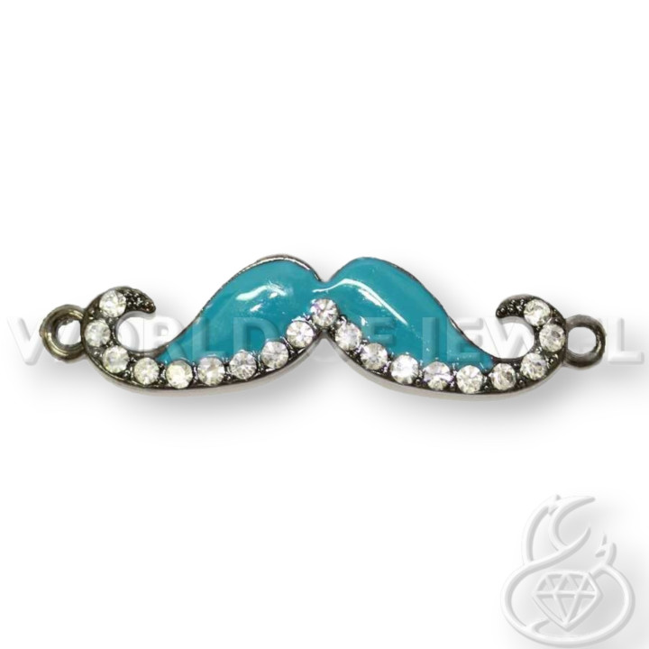 Schnurrbart Schnurrbart Messingkomponente 55 x 12 mm 18 Stück Dunkelpetrolblau Rhodium