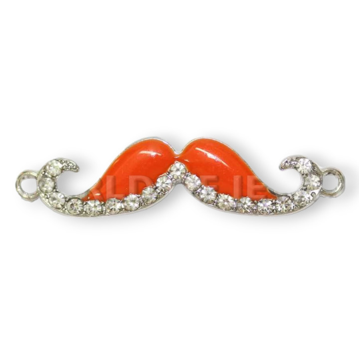 Mustache Mustache Brass Component 55x12mm 18τμχ Ρόδιο Fluo Orange