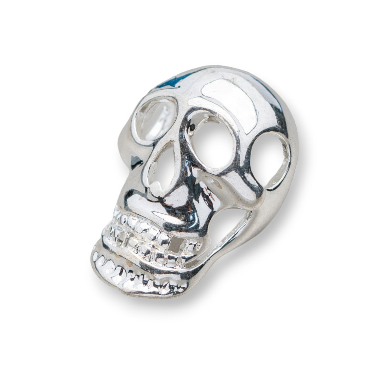 Brass Component Skull 15x23mm 20pcs Silver