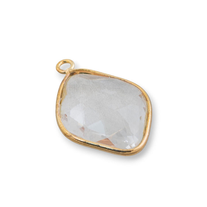 Juego de conectores de componentes de cabujón de cristales de rombo de 17x22 mm con 1 anillo, 10 piezas, blanco dorado