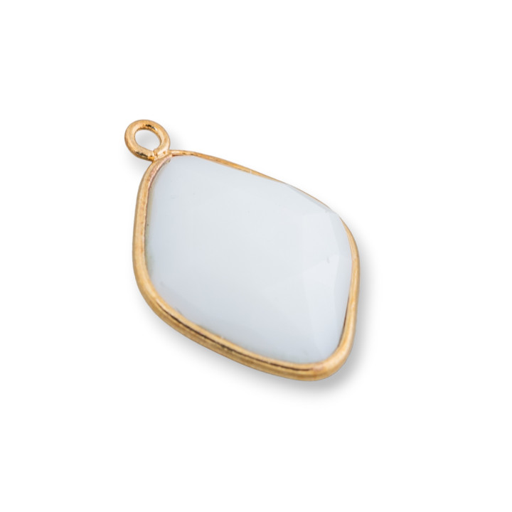 Juego de conectores de componentes de cabujón de cristales de rombo de 17x22 mm con 1 anillo, 10 piezas, blanco dorado