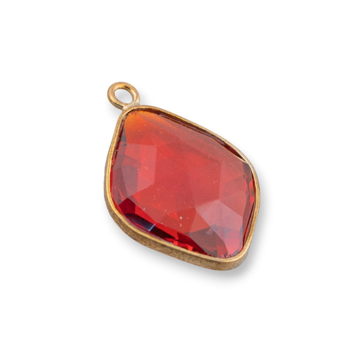 Cabochon Composant Connecteur Ensemble De Cristaux Losange 17x22mm Avec 1 Anneau 10pcs Rouge Doré