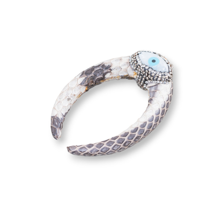 Componente Intramezzo Di SimilPelle Con Strass Marcasite E Pietre Dure Cabochon 50x70mm 1pz MOD2 Bianco