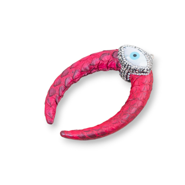 Composant Intermédiaire Similicuir Avec Strass Marcassite Et Pierres Cabochon 50x70mm 1pc MOD2 Rouge