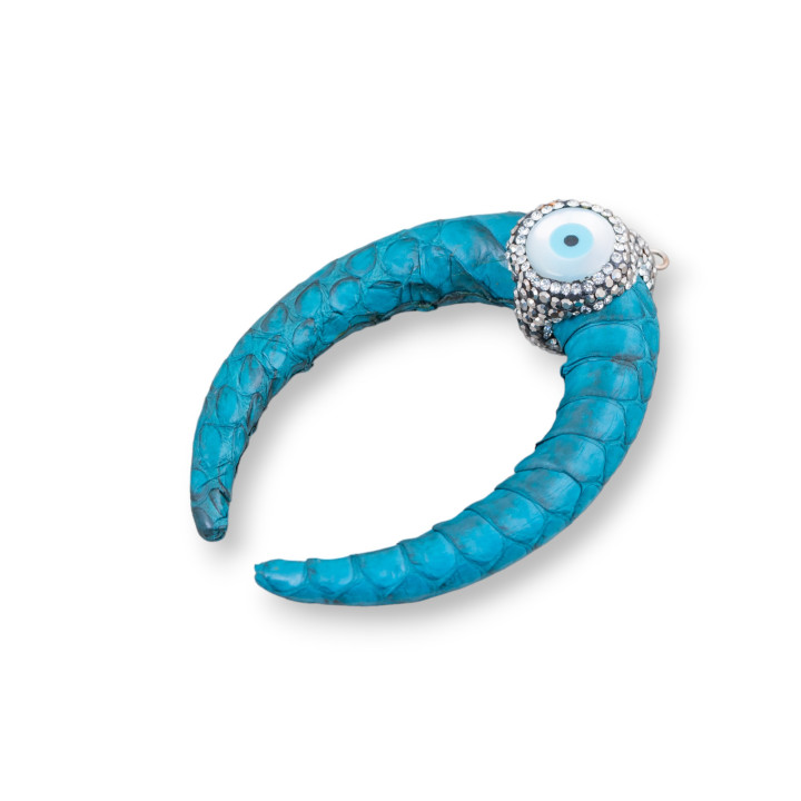 Component of imitation leather with Marcasite rhinestones and cabochon semiprecious stones 50x70mm 1pc teal