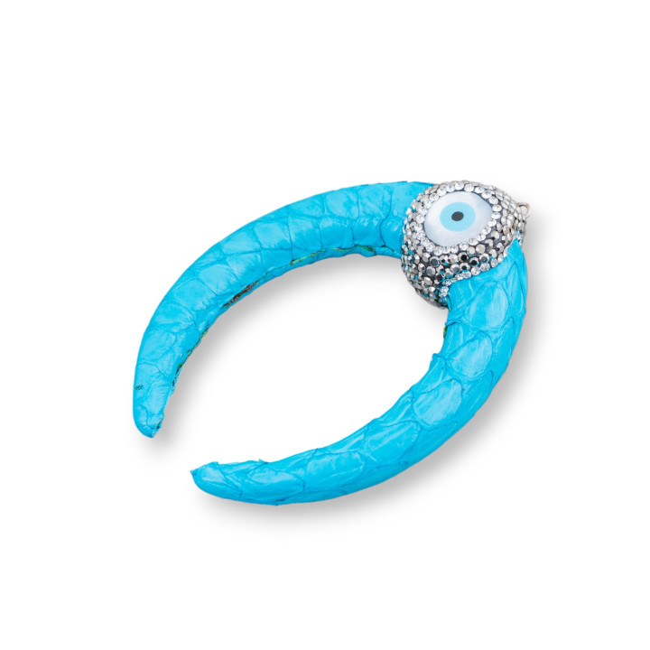 Composant Intermédiaire Similicuir Avec Strass Marcassite Et Pierres Cabochon 50x70mm 1pc Turquoise