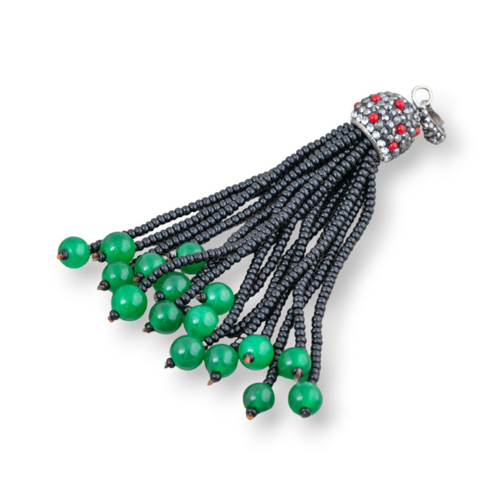 Composant de pendentif marcassite strass avec grappe de perles de pierres précieuses 95mm MOD2