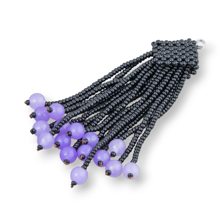 Composant pendentif marcassite strass avec perles de pierres précieuses en grappe 95 mm MOD9