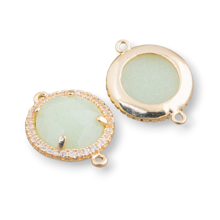 Messingkomponentenverbinder mit runden Kristallen und Zirkonen 15 mm 10 Stk. Golden Fluo