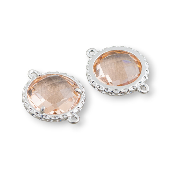 Connecteur de composant en laiton avec cristaux sertis ronds 14mm 20pcs Champagne Rhodium