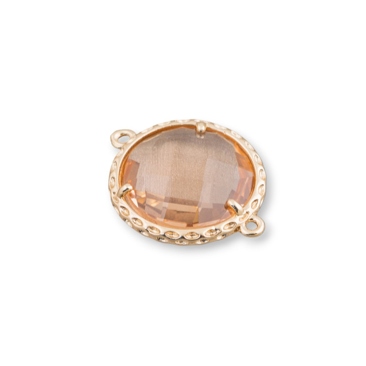 Connettore Componente Di Ottone Con Cristalli Incastonati Tondo 16mm 16pz Dorato Champagne